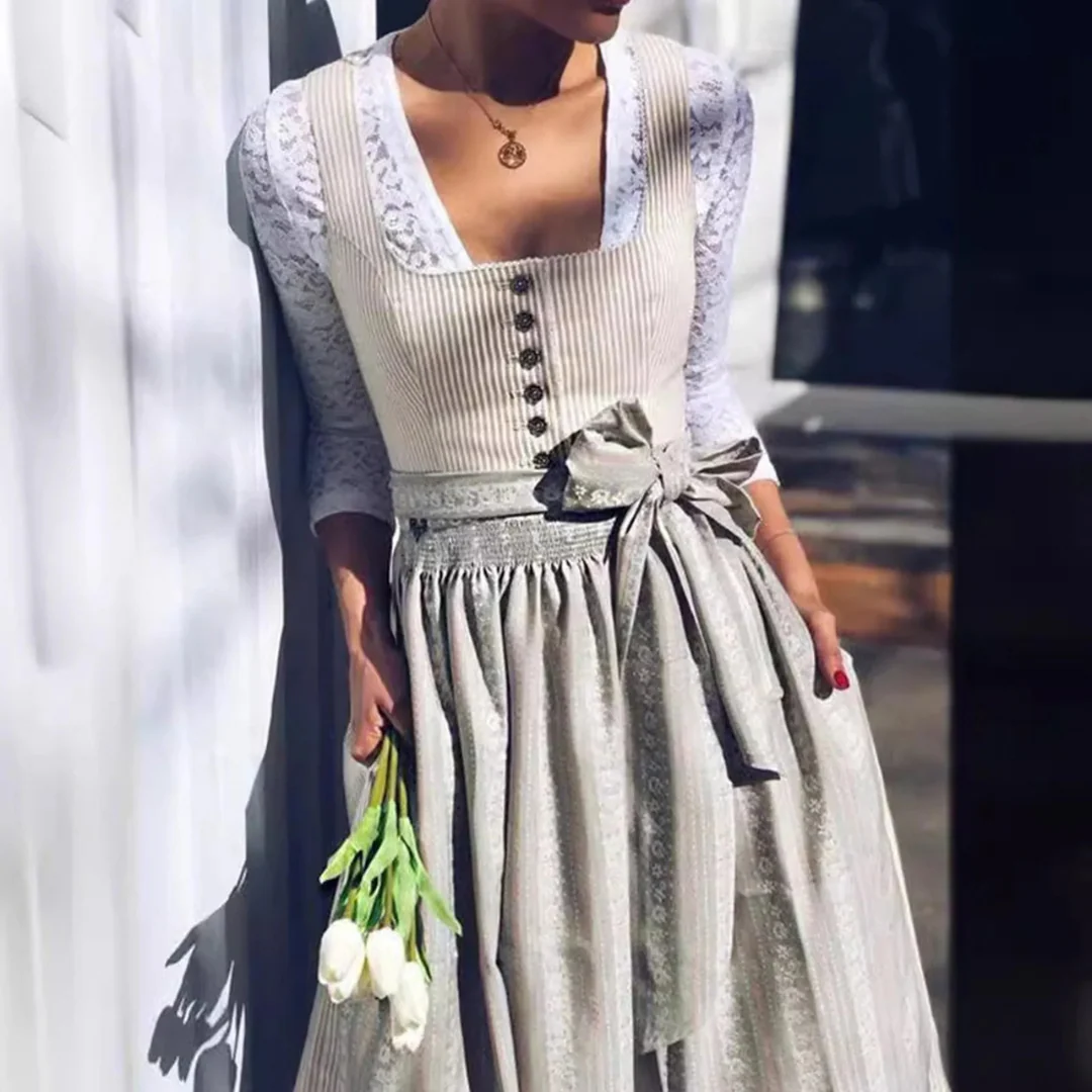 Damen Modernes Elegantes Trachtenkleid | Midi Dirndl Kleid - Image 3