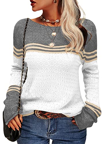 Damen Modischer Streifen-Pullover - Image 15