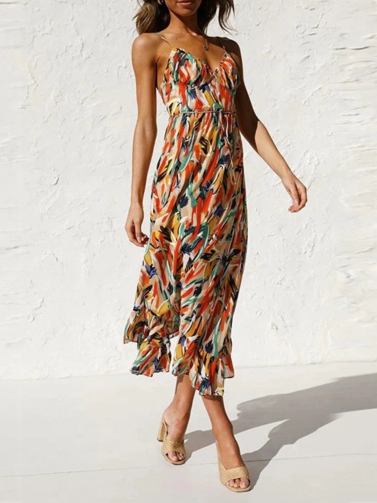 Damen modisches ärmelloses Sommerkleid | Midi - Image 2