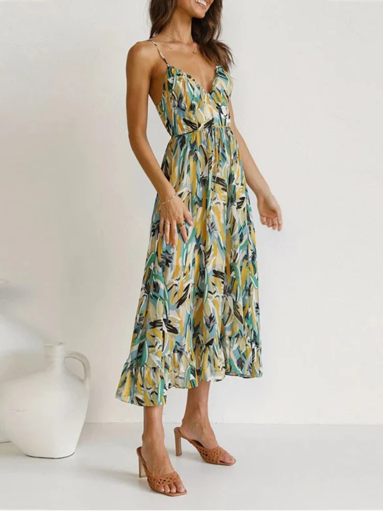 Damen modisches ärmelloses Sommerkleid | Midi - Image 3