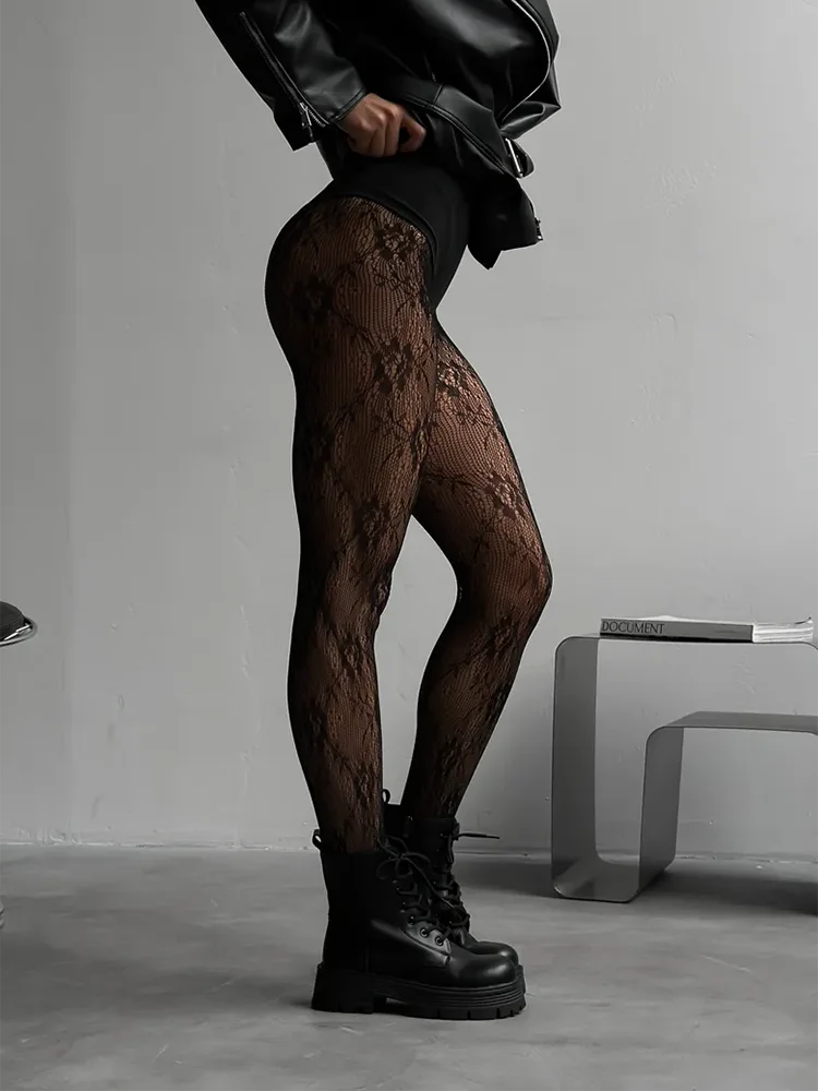 Damen Netzstrumpfhose | Blumenmuster - Image 2