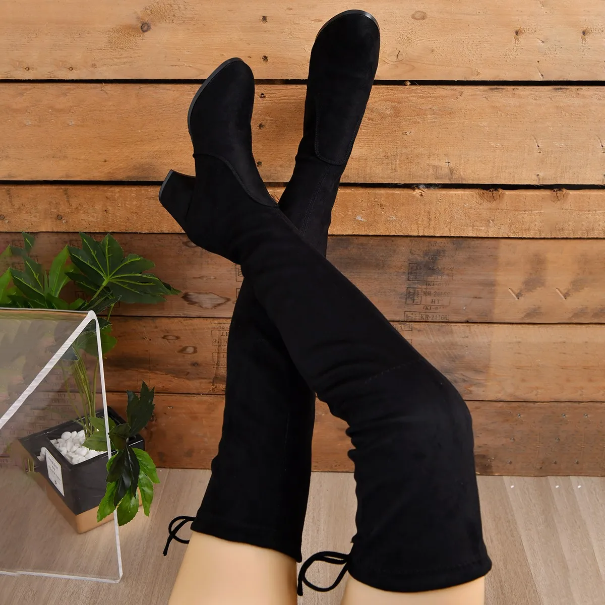 Damen-Overknee-Stiefel mit Blockabsatz | hohe schaftausführung - Image 3