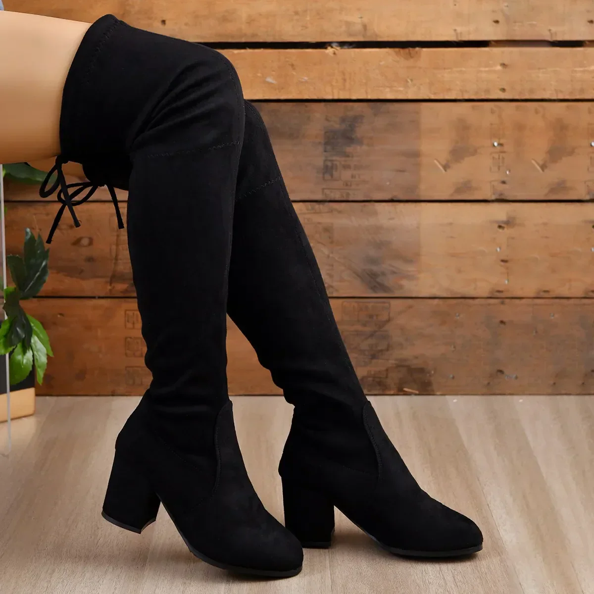 Damen-Overknee-Stiefel mit Blockabsatz | hohe schaftausführung - Image 5
