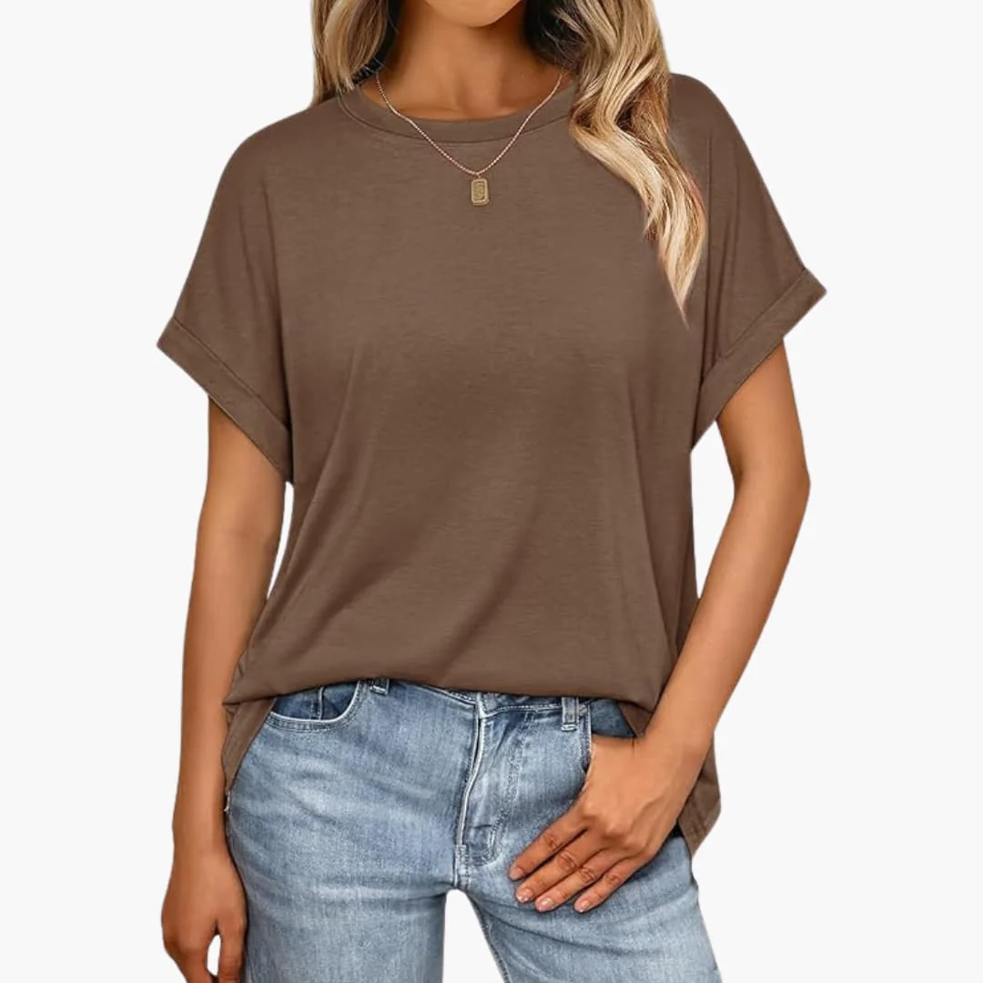 Damen Oversize T-Shirt mit Rundhals und Umschlagärmeln - Image 7