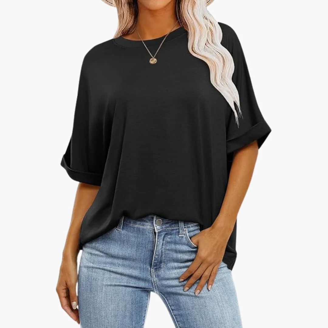 Damen Oversize T-Shirt mit Rundhalsausschnitt und kurzen Ärmeln - Image 2