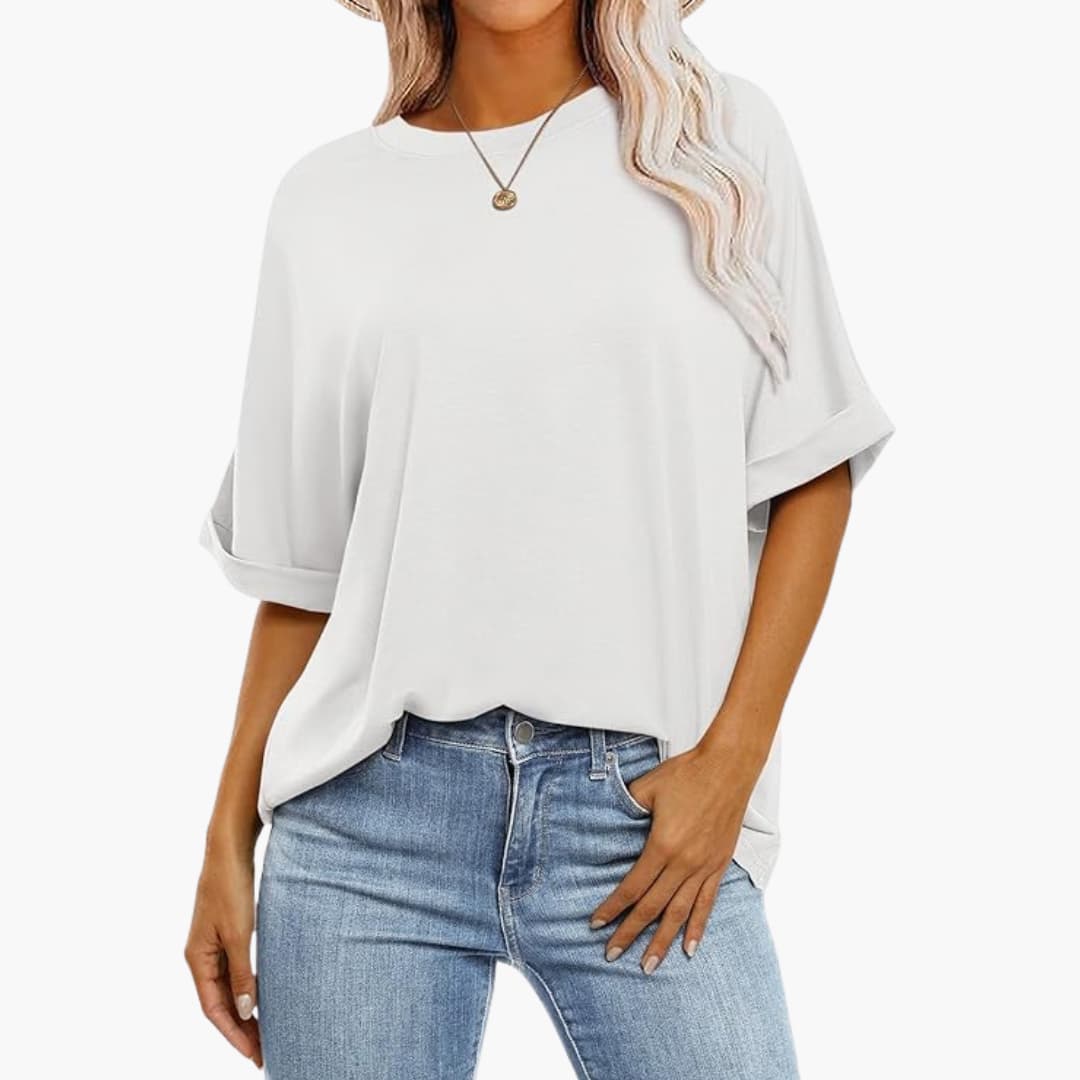 Damen Oversize T-Shirt mit Rundhalsausschnitt und kurzen Ärmeln - Image 4