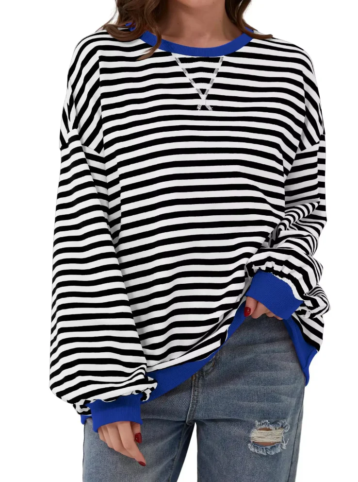 Damen Oversized Gestreiftes Sweatshirt - Image 10