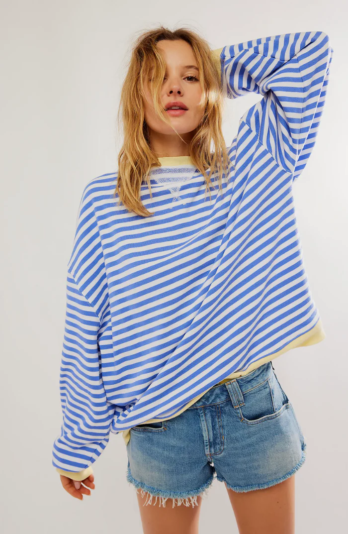 Damen Oversized Gestreiftes Sweatshirt - Image 6