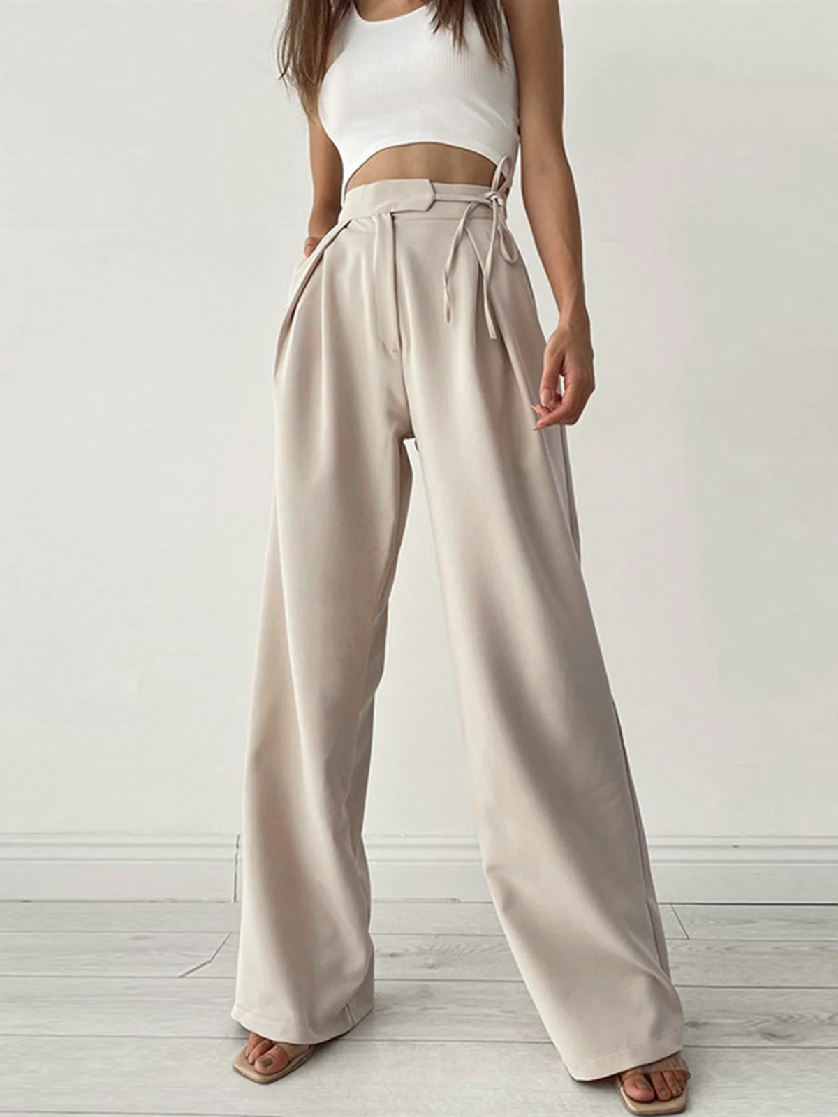 Damen Pantalon | Hohe Taille mit Schleifendetail und weitem Bein - Image 6