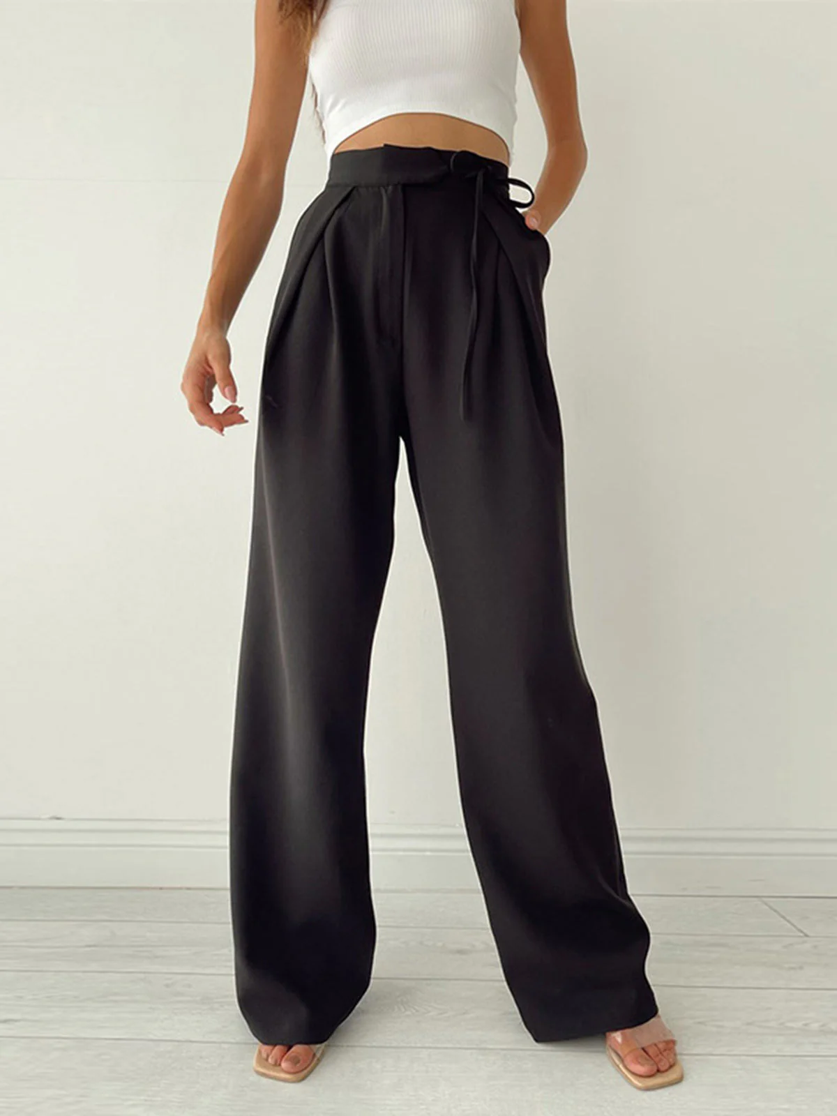 Damen Pantalon | Hohe Taille mit Schleifendetail und weitem Bein - Image 7