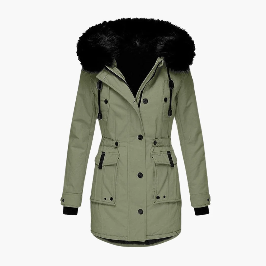 Damen Parka-Jacke mit Kapuze, Knopfverschluss und Pattentaschen - Image 2