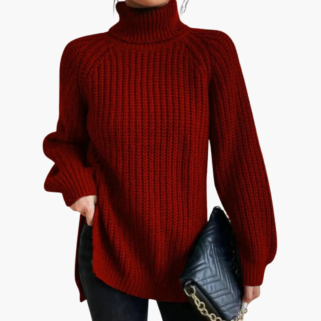 Damen pullover mit lockerem Rollkragen und langen Ärmeln - Image 2