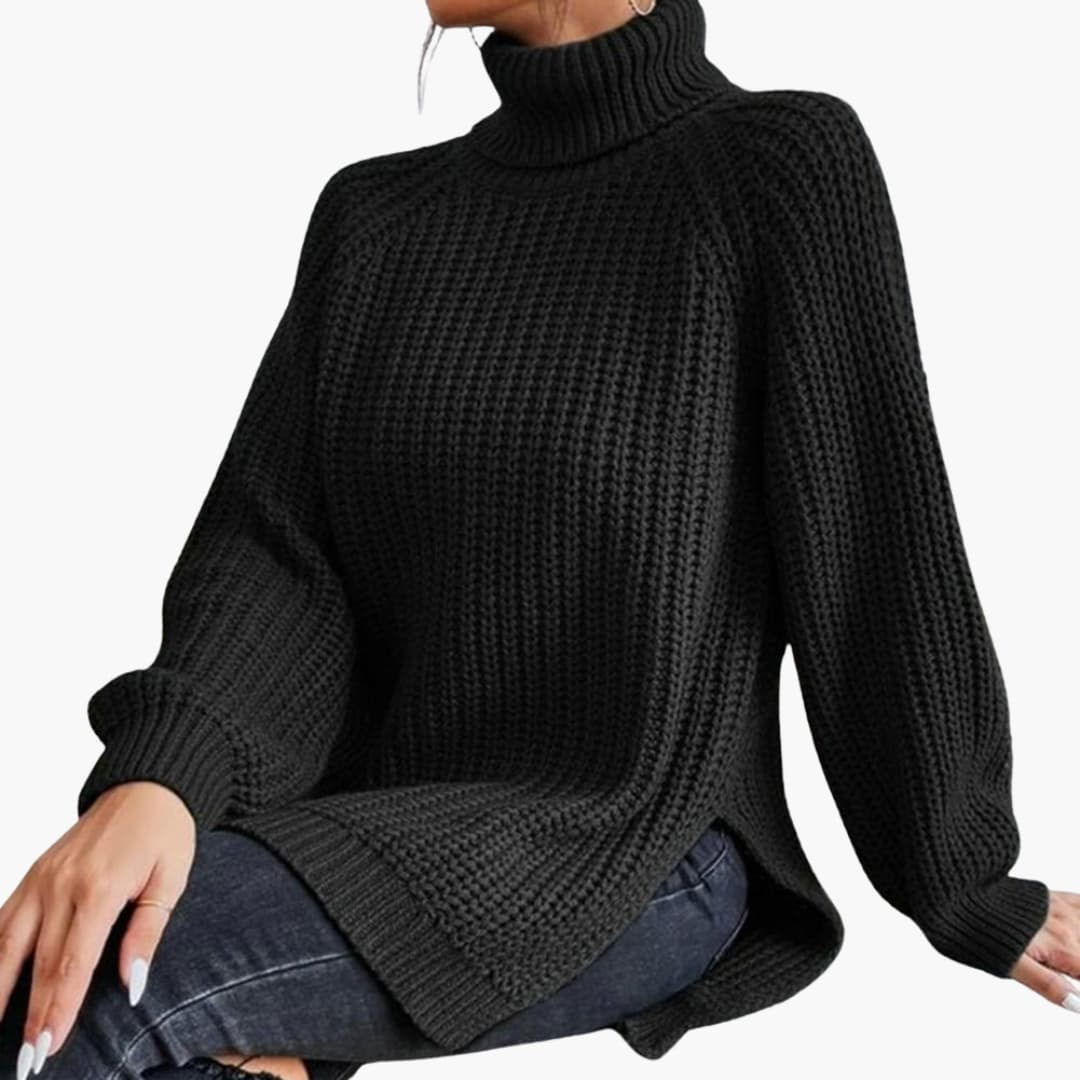 Damen pullover mit lockerem Rollkragen und langen Ärmeln - Image 3