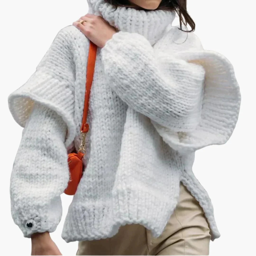 Damen pullover mit Oversize-Rollkragen und geripptem Saum - Image 2