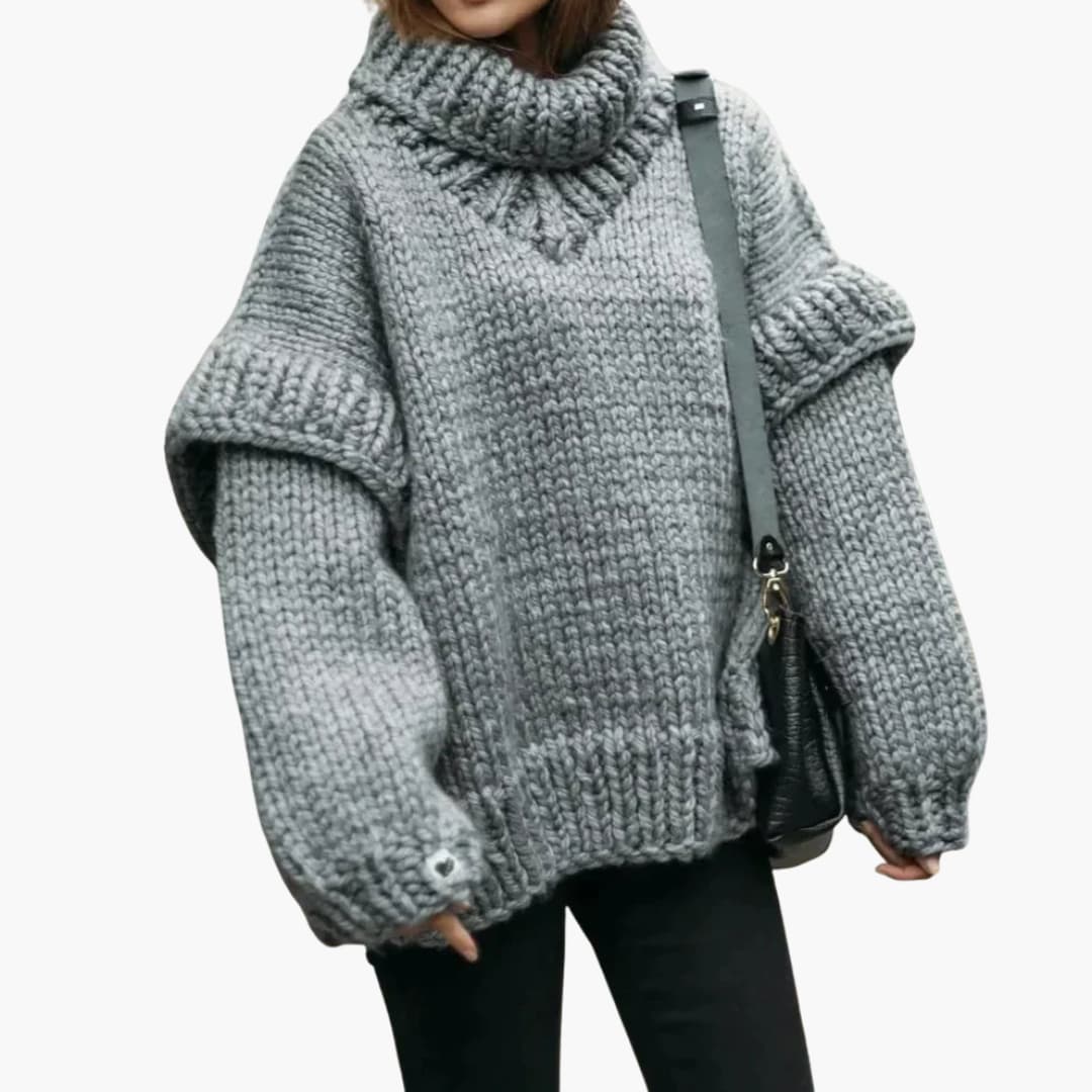 Damen pullover mit Oversize-Rollkragen und geripptem Saum - Image 4