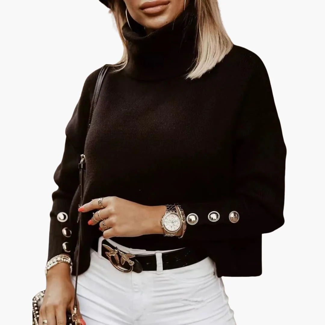 Damen pullover mit Rollkragen und Knopf-Ärmeln - Image 2