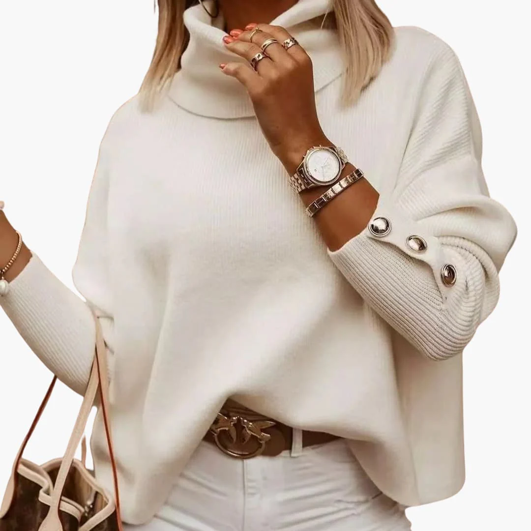 Damen pullover mit Rollkragen und Knopf-Ärmeln - Image 4
