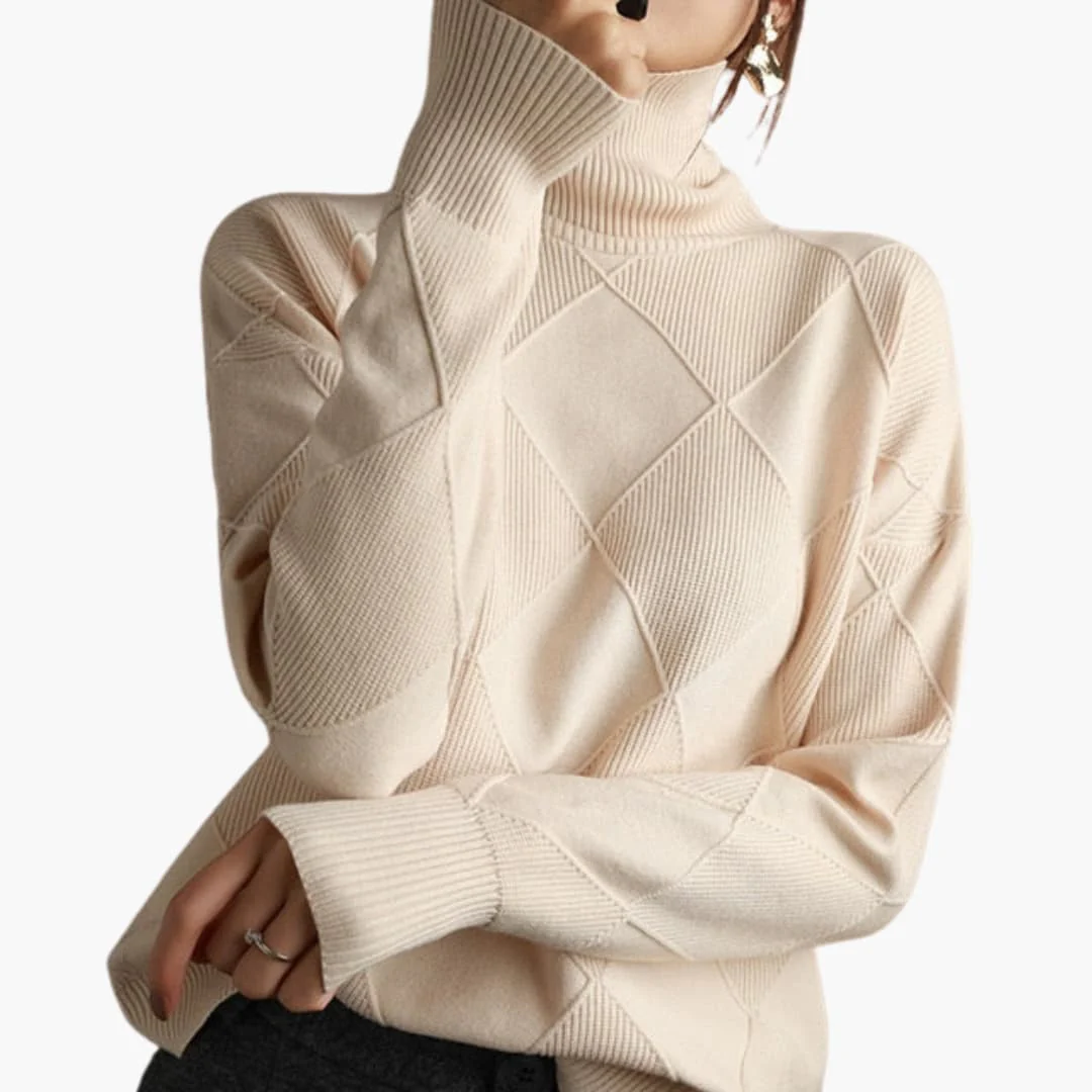 Damen pullover mit Rollkragen und Struktureinsätzen - Image 2