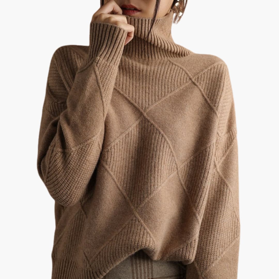 Damen pullover mit Rollkragen und Struktureinsätzen - Image 3