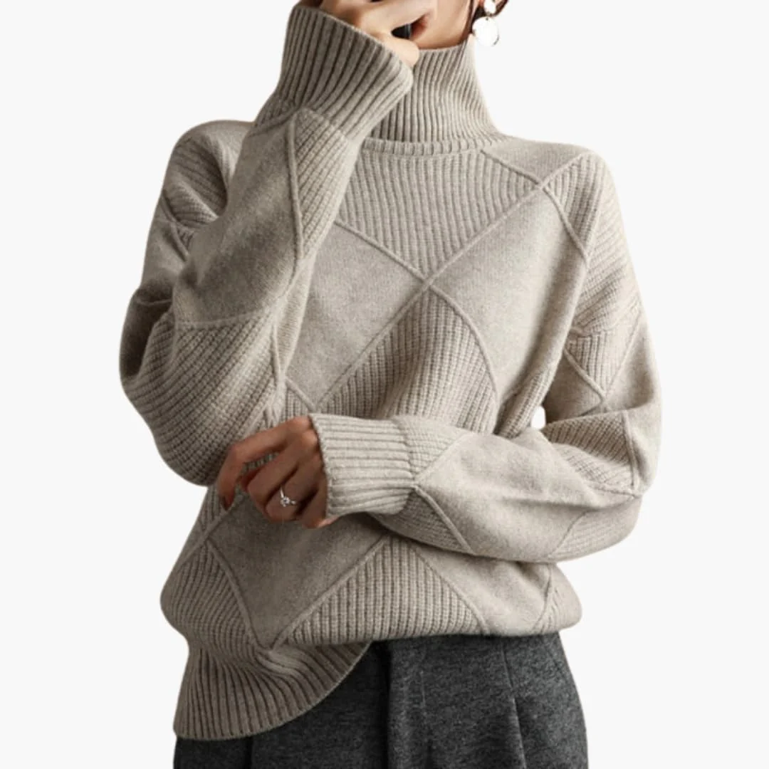 Damen pullover mit Rollkragen und Struktureinsätzen - Image 4