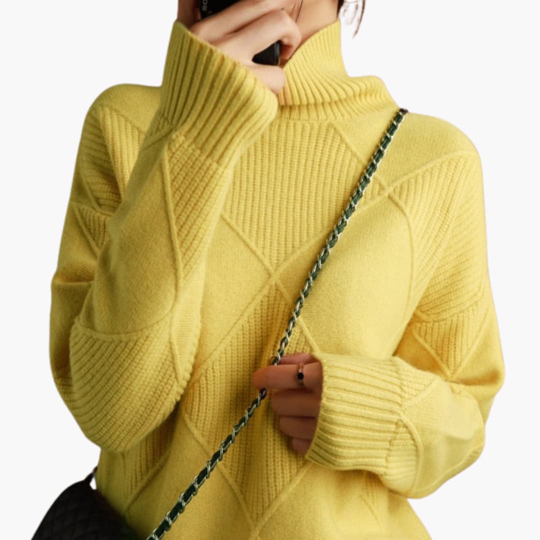Damen pullover mit Rollkragen und Struktureinsätzen - Image 5
