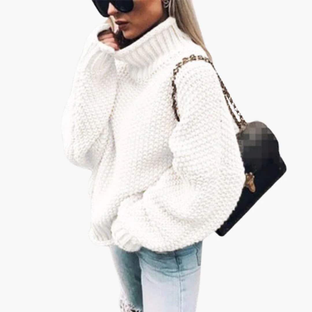 Damen pullover mit Rollkragen und strukturierter Strickoberfläche - Image 4