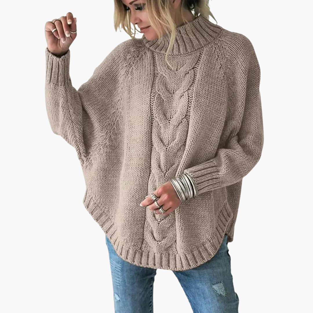 Damen pullover mit Rollkragen und Zopfmuster - Image 2