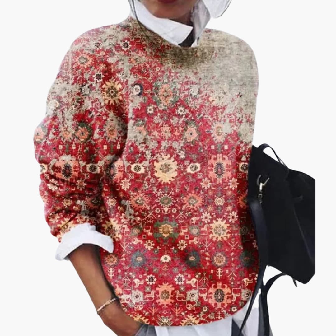 Damen pullover mit Rundhalsausschnitt und geometrischem Muster - Image 3