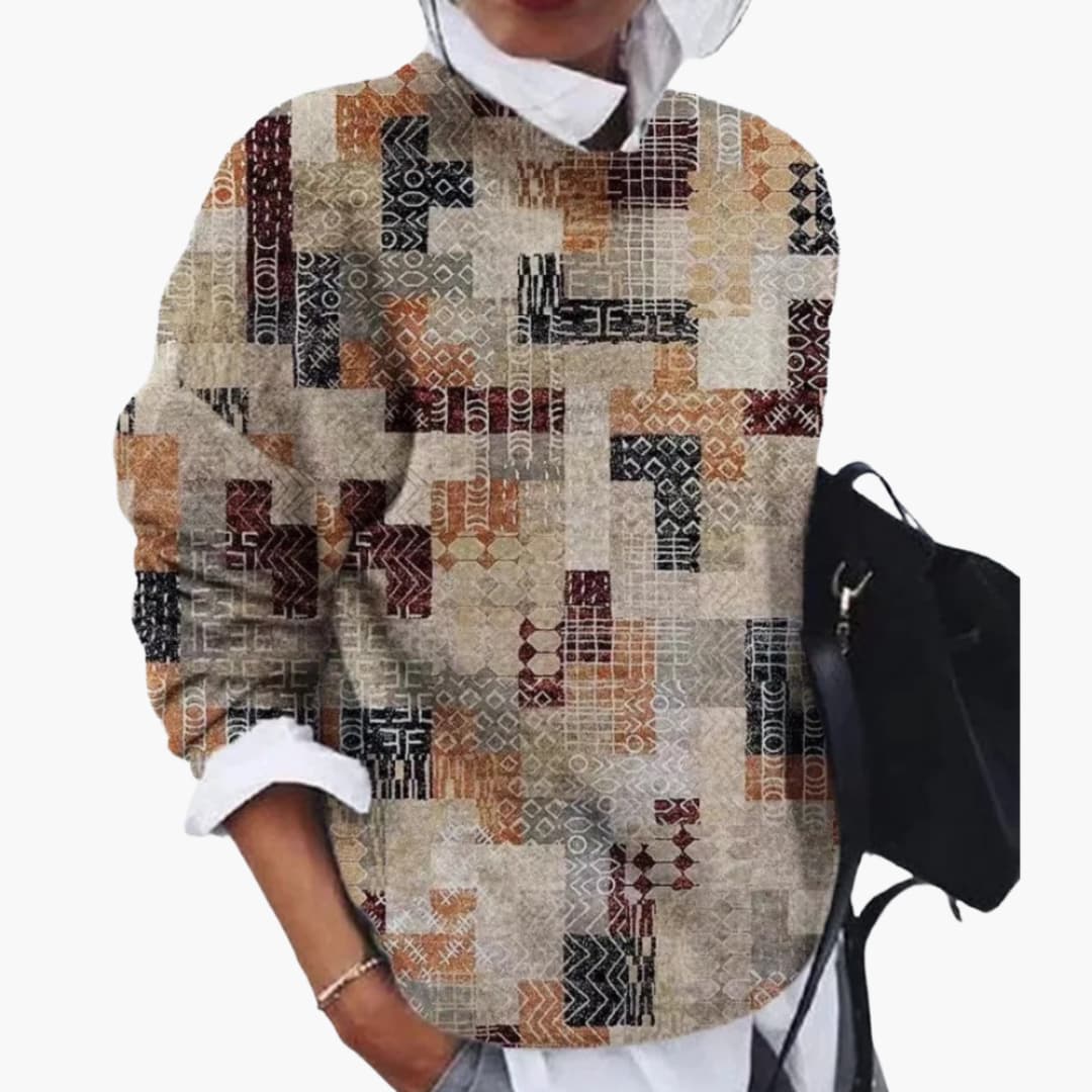 Damen pullover mit Rundhalsausschnitt und geometrischem Muster - Image 5