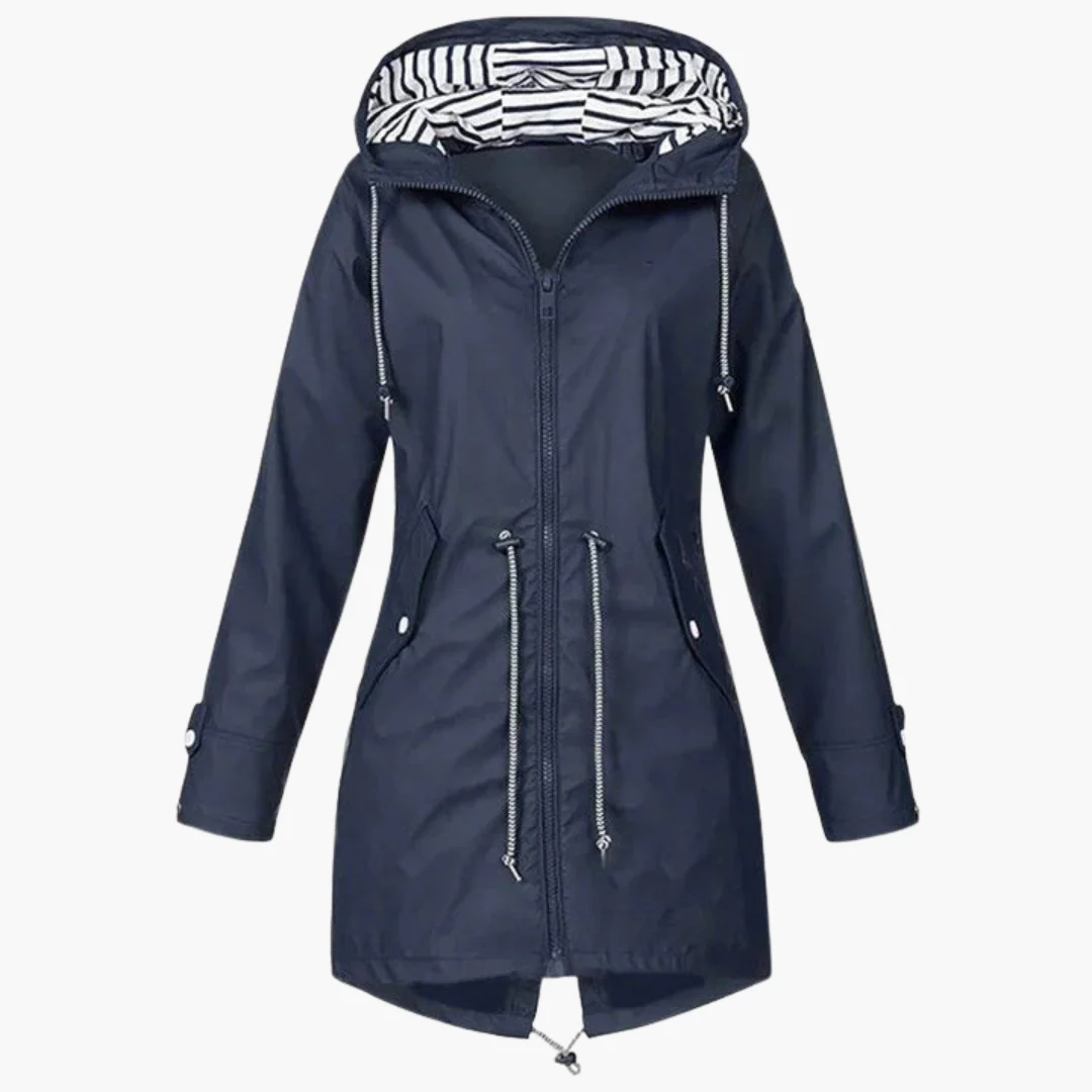 Damen Regenjacke mit Kapuze und Kordelzug an der Taille - Image 2
