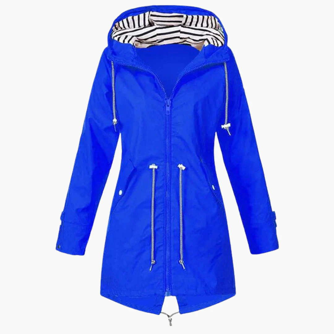 Damen Regenjacke mit Kapuze und Kordelzug an der Taille - Image 3