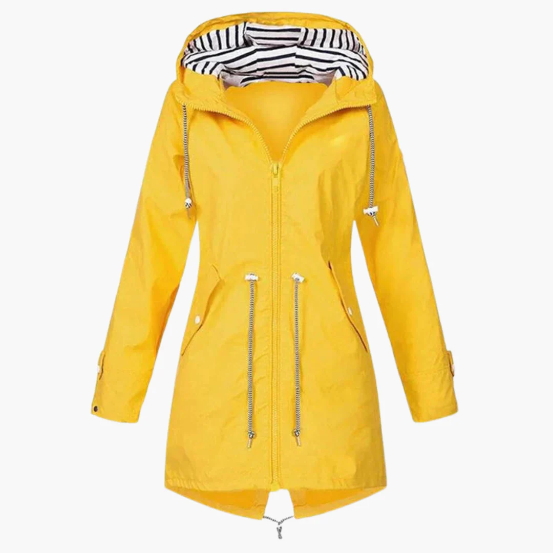 Damen Regenjacke mit Kapuze und Kordelzug an der Taille - Image 5