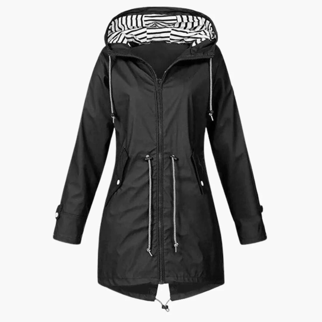 Damen Regenjacke mit Kapuze und Kordelzug an der Taille - Image 6