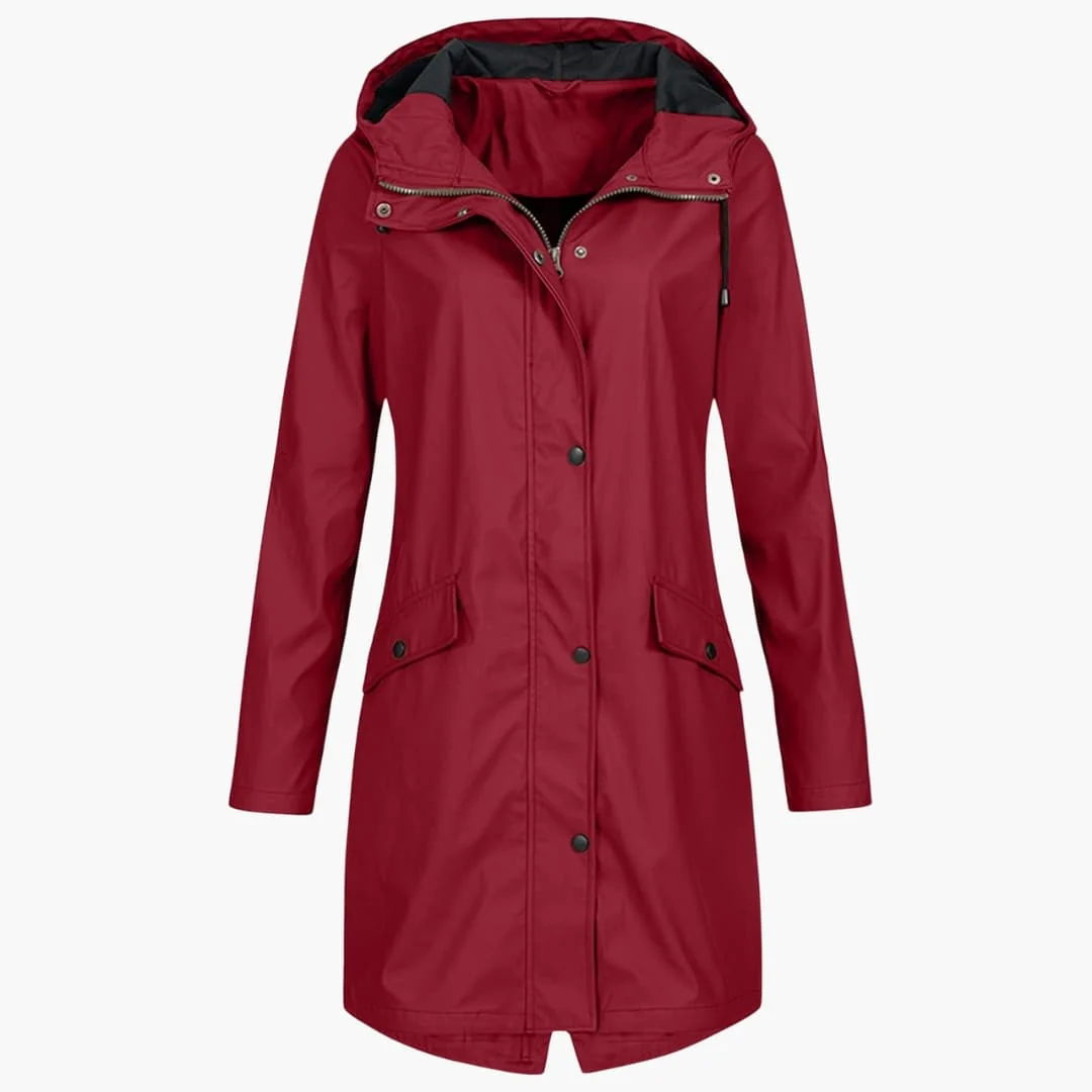 Damen Regenjacke mit Kapuze und Vordertaschen - Image 3