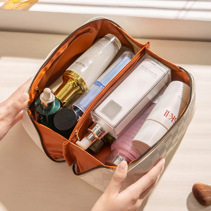 Damen-Reisekulturtasche, stilvolles Karomuster, strapazierfähiges Material - Image 2