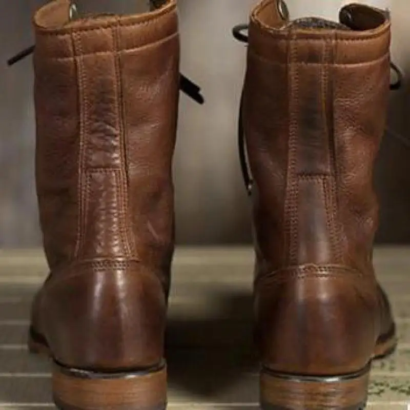 Damen-Retro-Schnürstiefel | Faltbares Knöcheldesign - Image 2