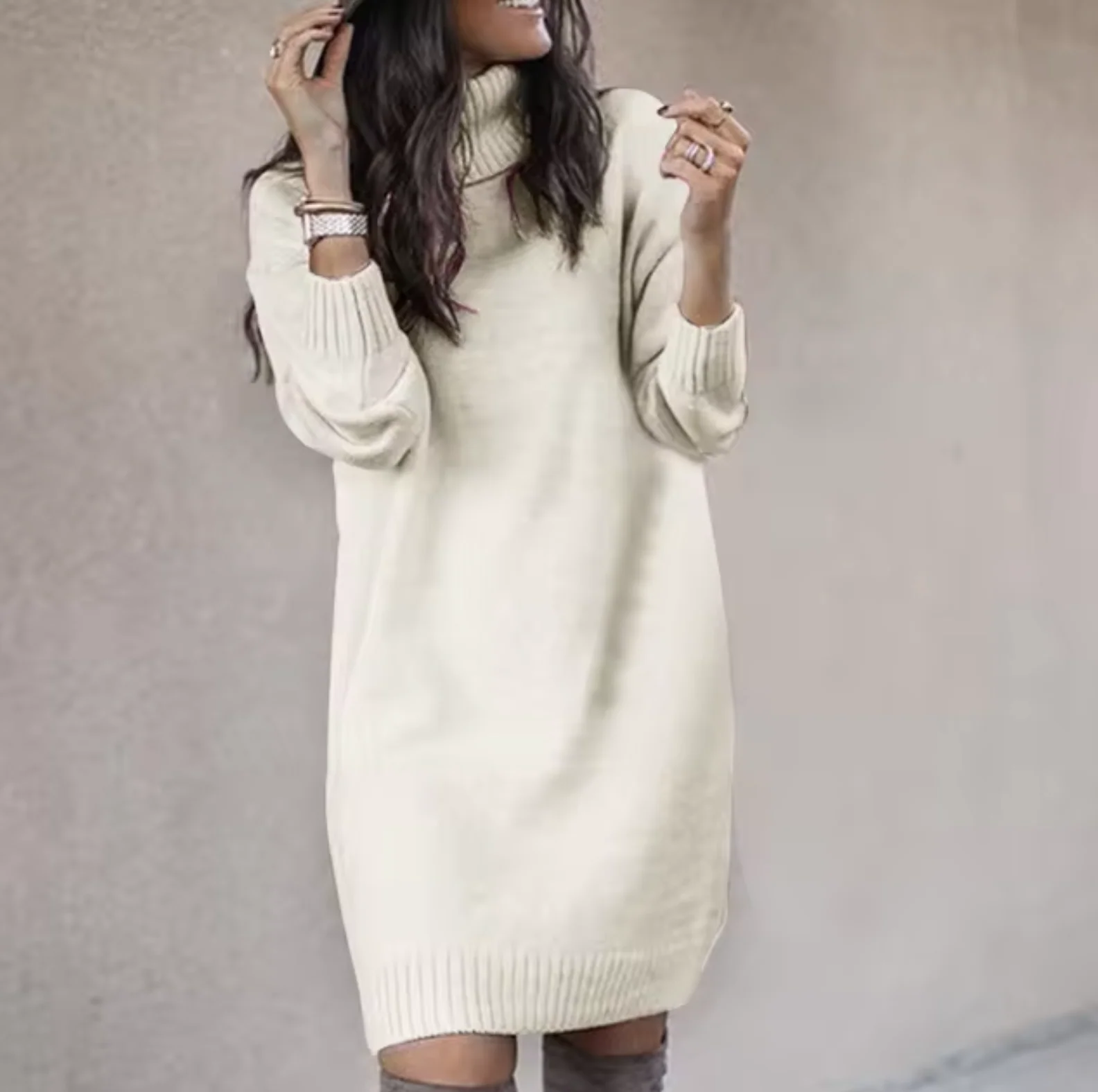 Damen Rollkragen Pulloverkleid | Langarm - Image 2