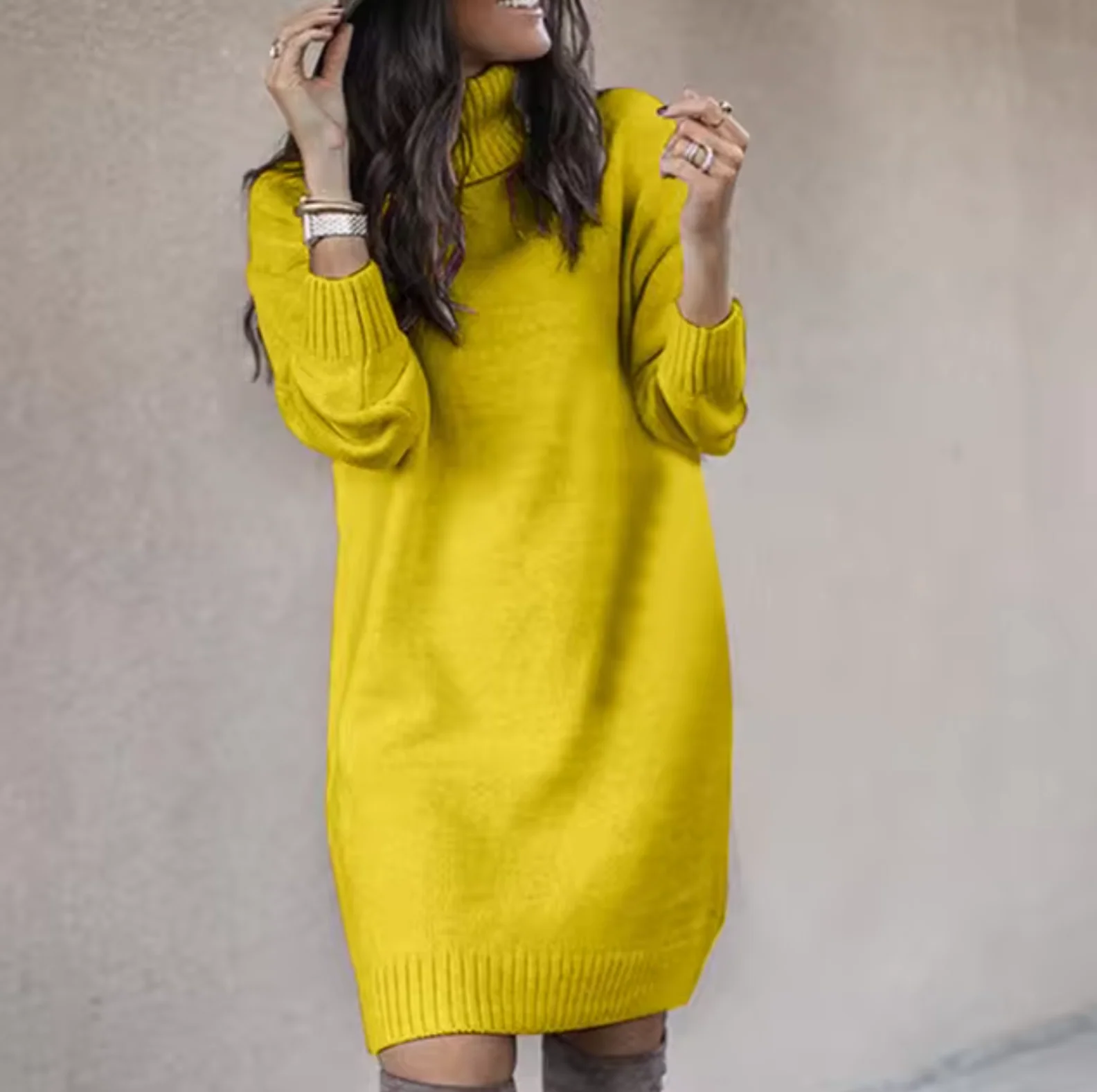 Damen Rollkragen Pulloverkleid | Langarm - Image 3
