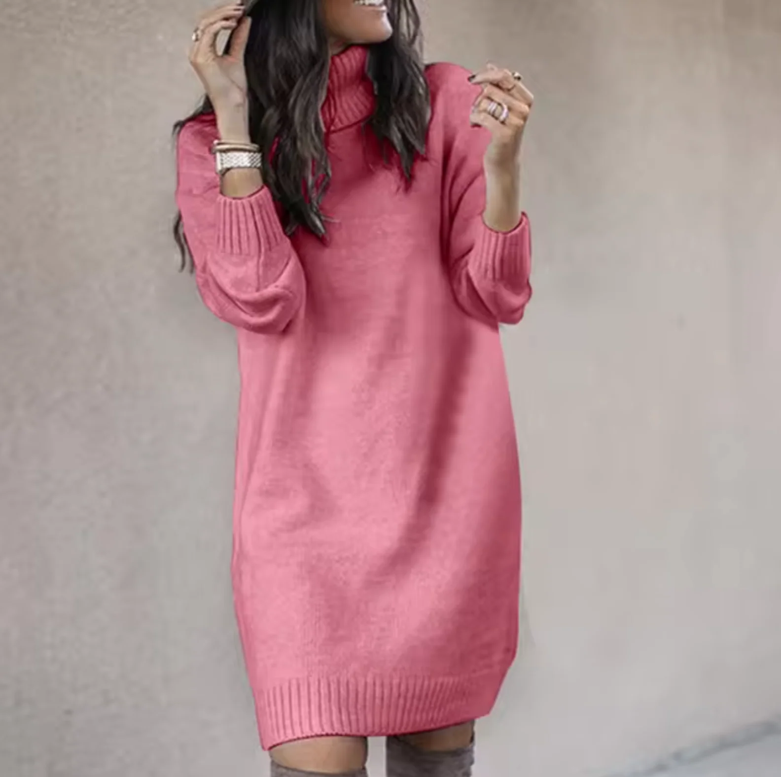 Damen Rollkragen Pulloverkleid | Langarm - Image 6