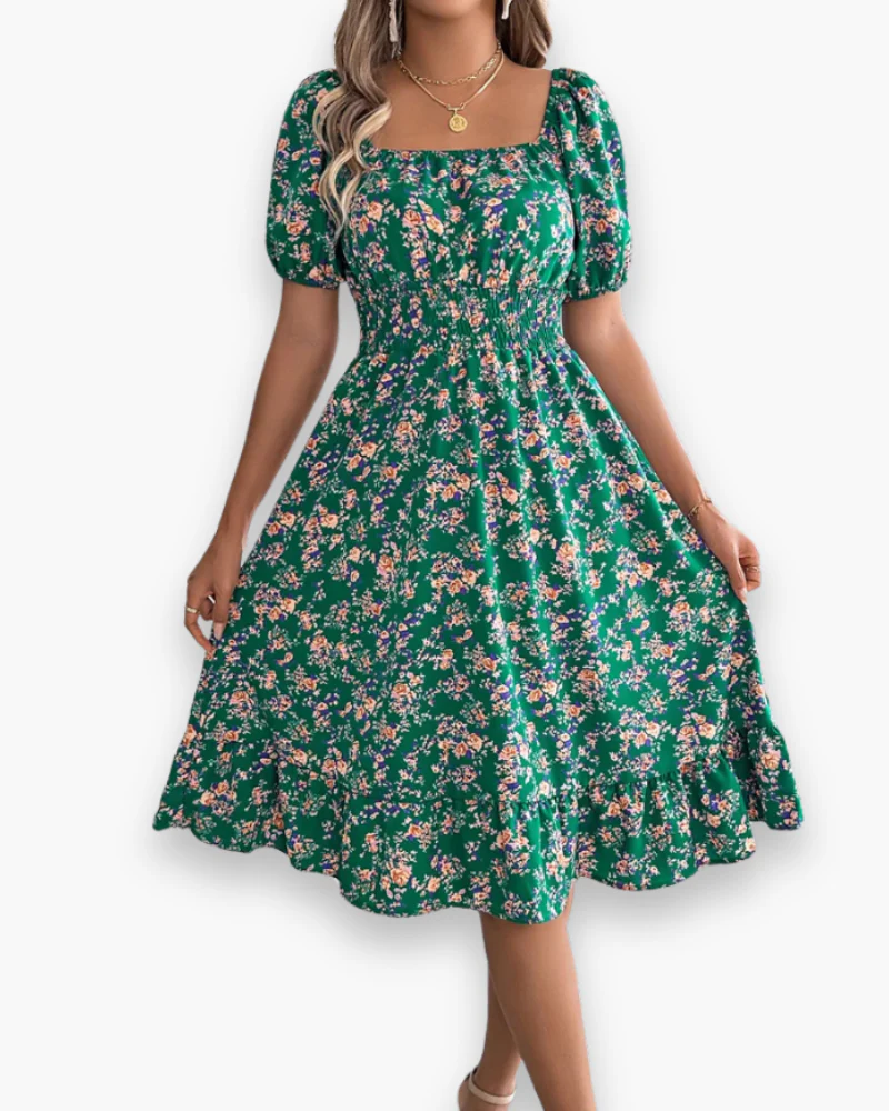 Damen Romantisches Shirred Midi Kleid | Blumenmuster - Image 10