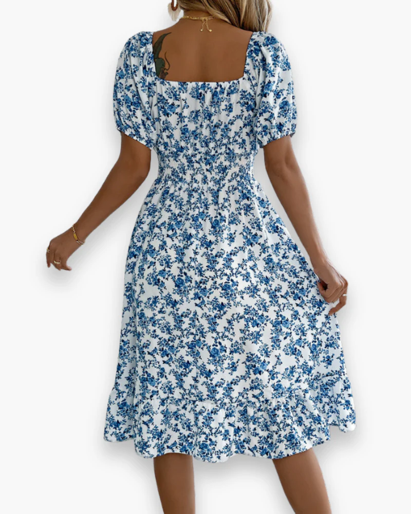 Damen Romantisches Shirred Midi Kleid | Blumenmuster - Image 7