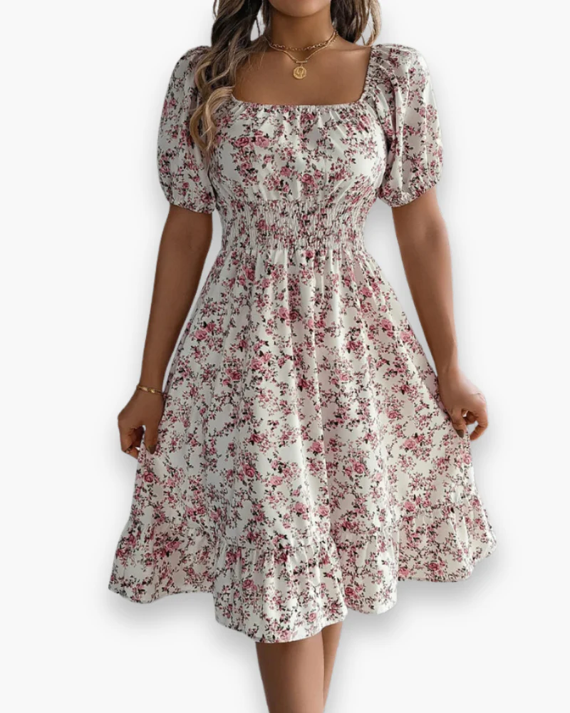 Damen Romantisches Shirred Midi Kleid | Blumenmuster - Image 9