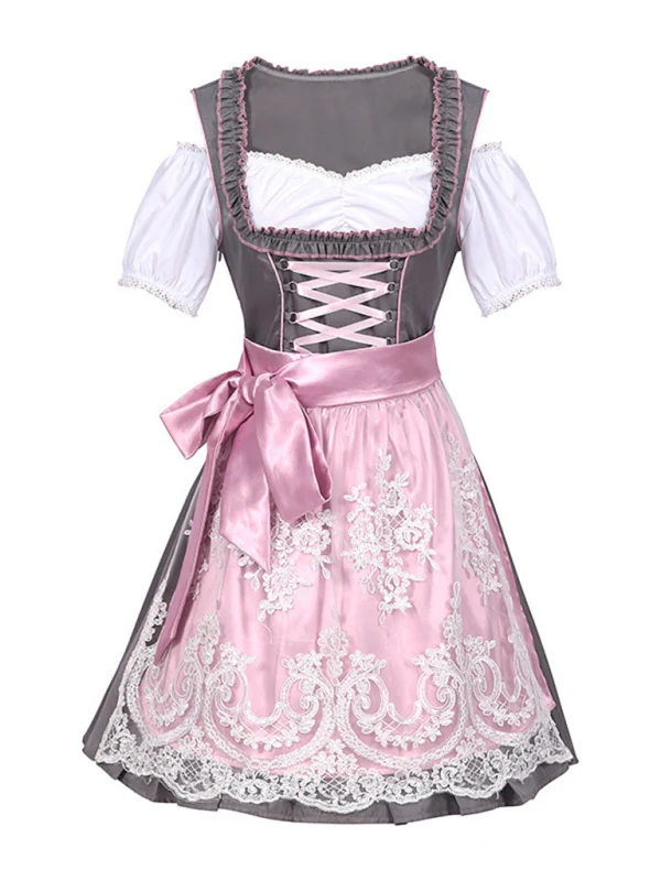 Damen Rosa mit Schleife Oktoberfest Dirndl Kleid - Image 5