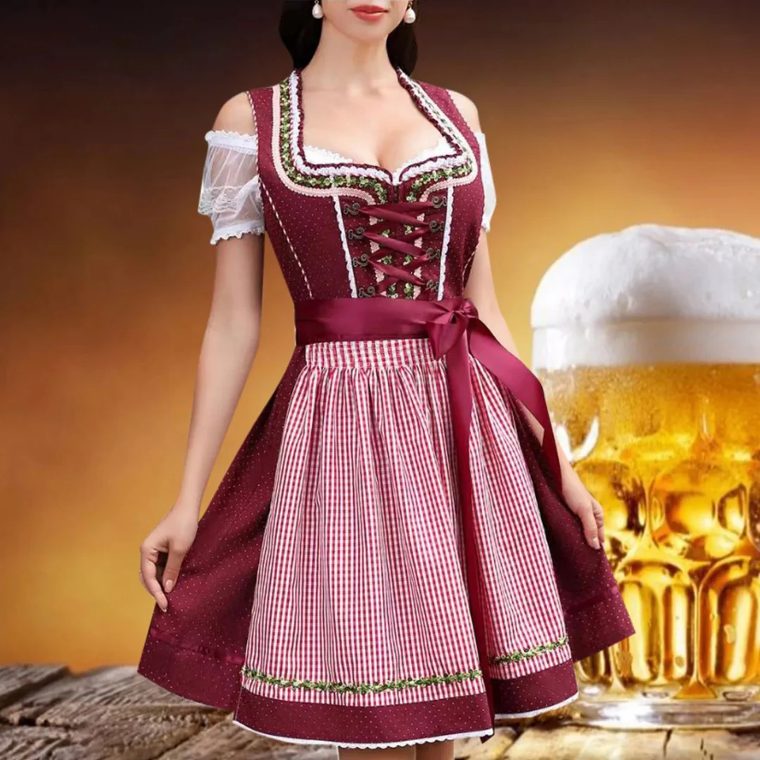 Damen Rot Oktoberfest Dirndl Kleid - Image 2