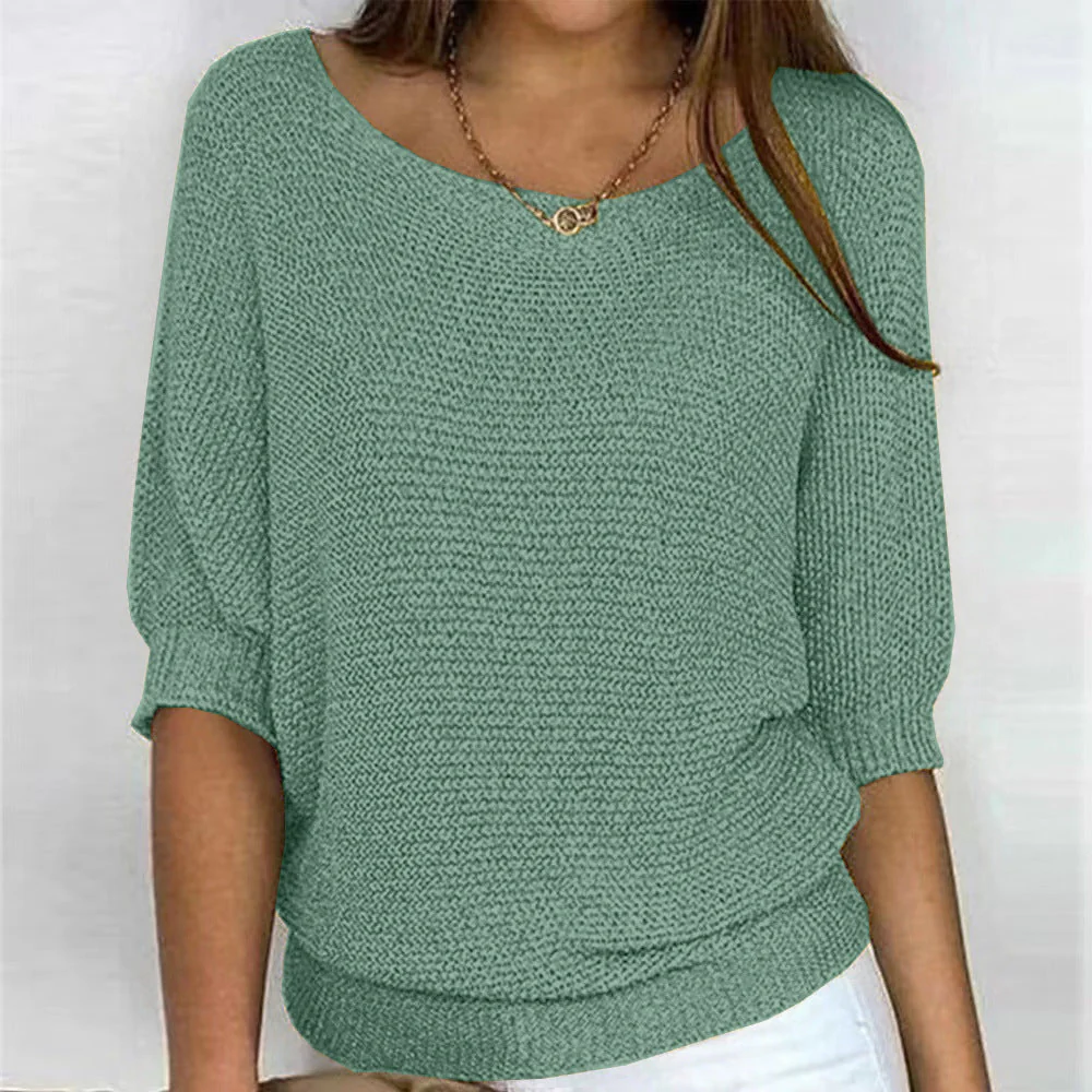 Damen RUNDSCHNITT 3/4-ÄRMEL PULLOVER | ELEGANTER KOMFORT FÜR JEDEN TAG - Image 3