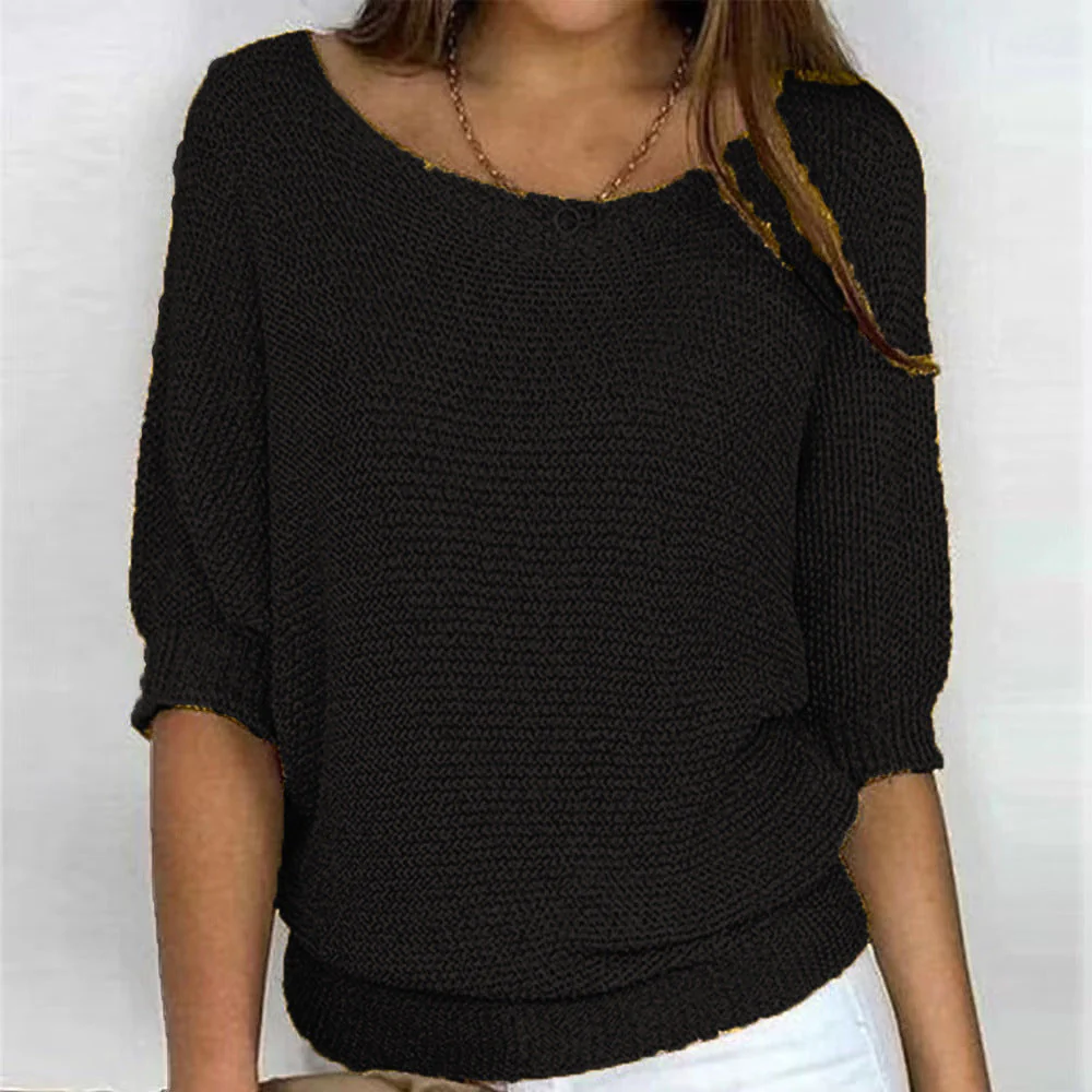Damen RUNDSCHNITT 3/4-ÄRMEL PULLOVER | ELEGANTER KOMFORT FÜR JEDEN TAG - Image 6
