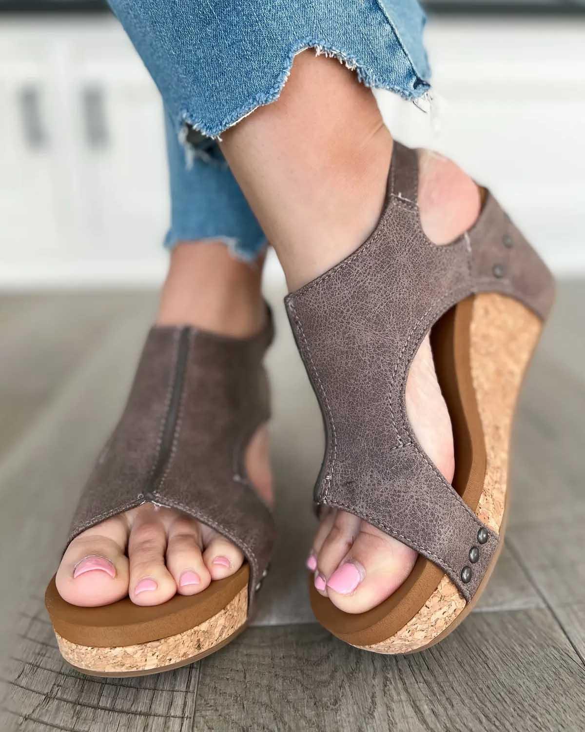 Damen Sandalen | Keilabsatz mit Plateau und Fersenriemen - Image 11