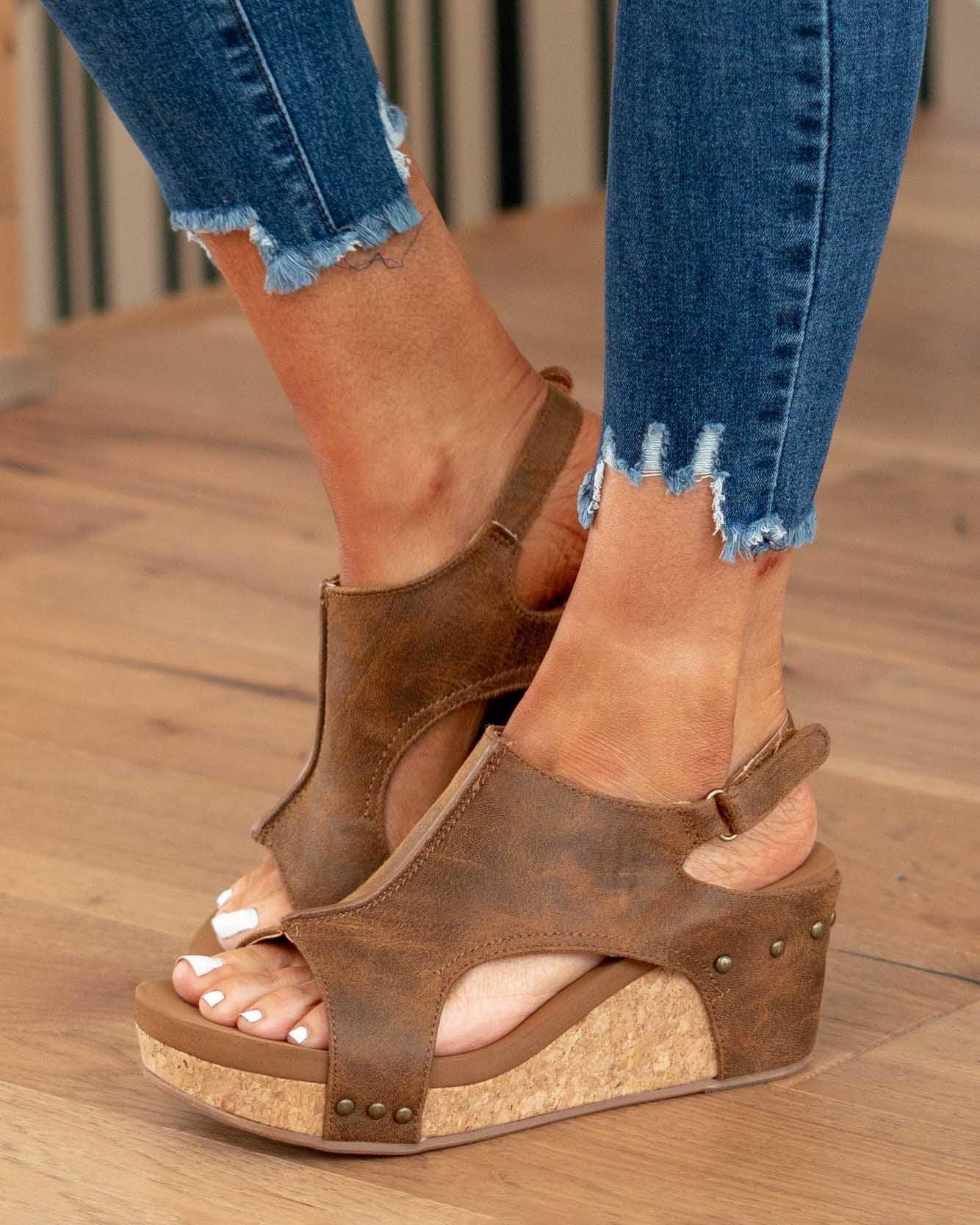Damen Sandalen | Keilabsatz mit Plateau und Fersenriemen - Image 2