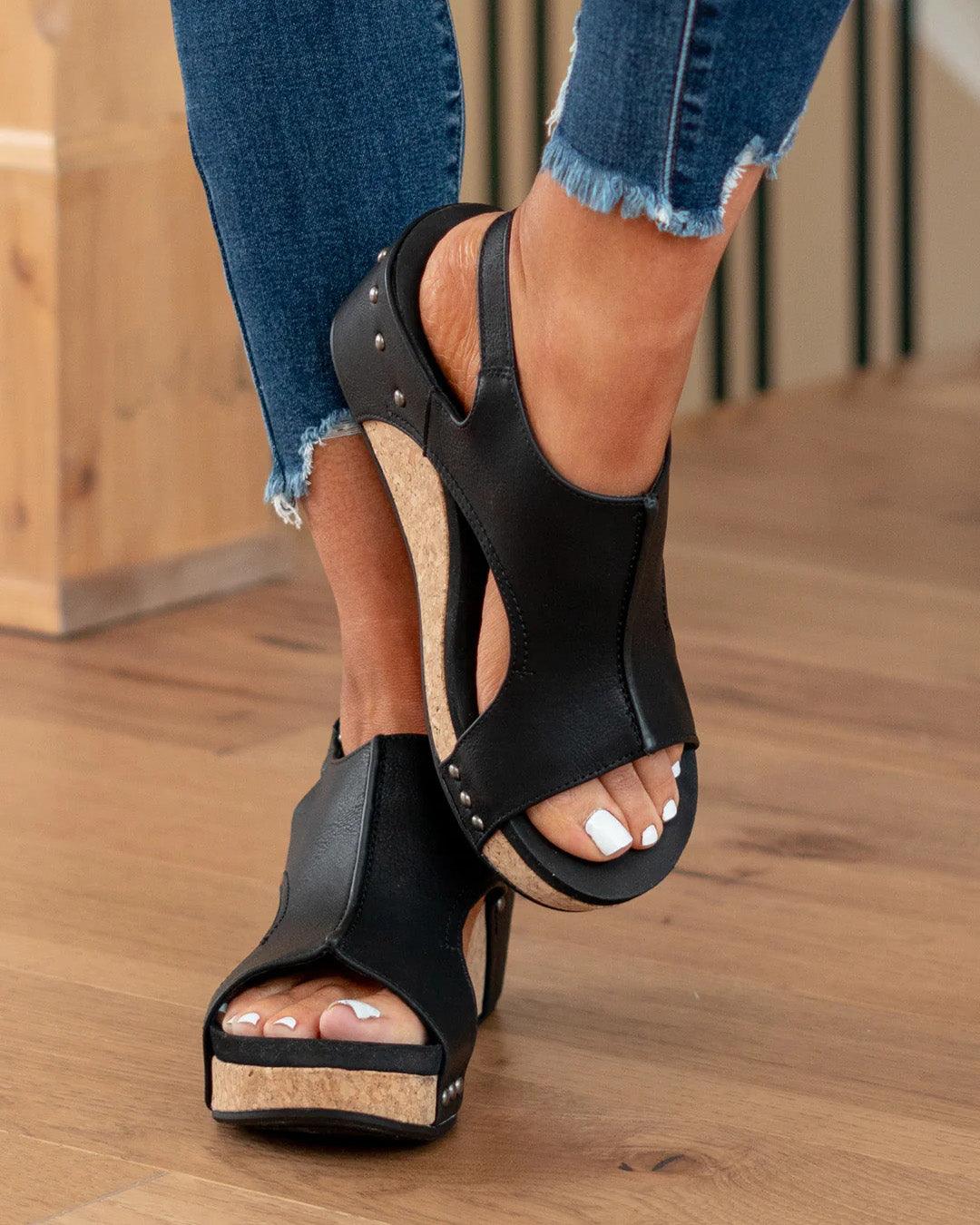 Damen Sandalen | Keilabsatz mit Plateau und Fersenriemen - Image 4