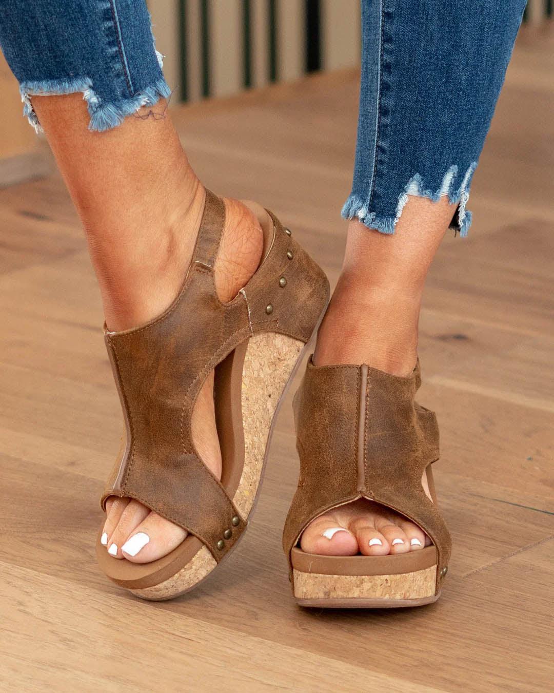 Damen Sandalen | Keilabsatz mit Plateau und Fersenriemen - Image 8